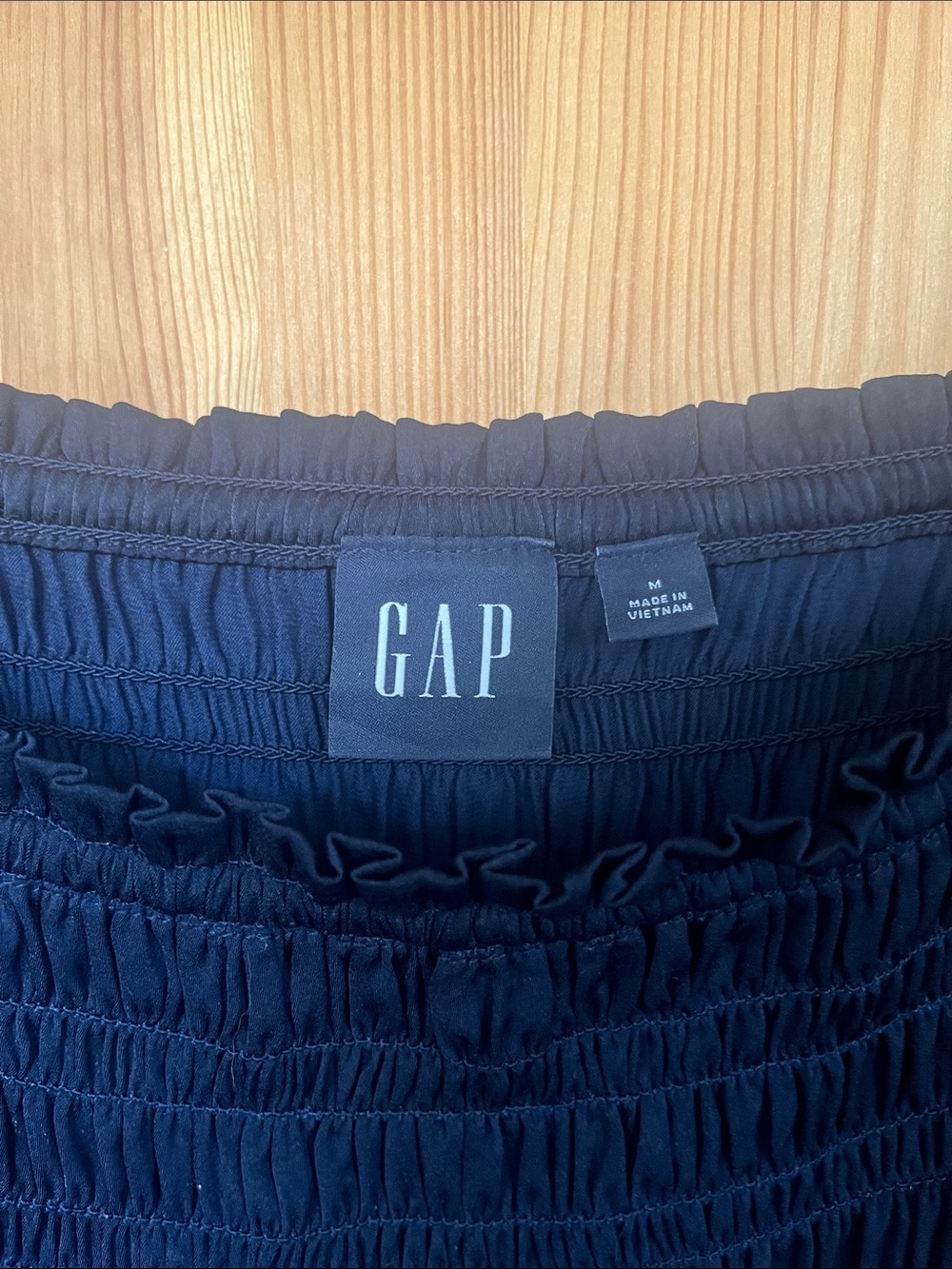 GAP Smocked Square-Neck Long Sleeve Navy Midi Dress (size M) - Picture 3 of 9